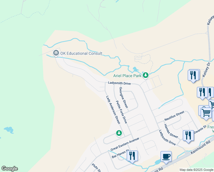 map of restaurants, bars, coffee shops, grocery stores, and more near 76 Lady Anderson Street in St. John's