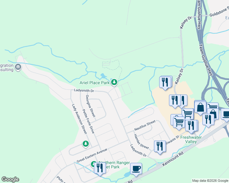 map of restaurants, bars, coffee shops, grocery stores, and more near 112 Ladysmith Drive in St. John's