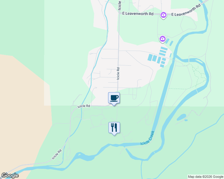 map of restaurants, bars, coffee shops, grocery stores, and more near 7500 Icicle Road in Leavenworth