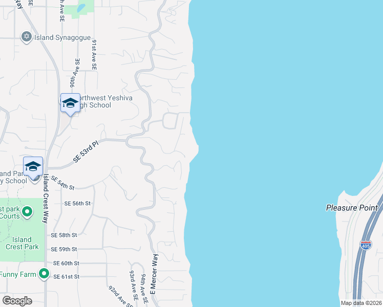 map of restaurants, bars, coffee shops, grocery stores, and more near 5300 Butterworth Road in Mercer Island