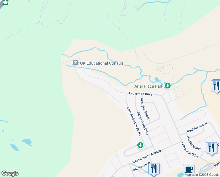 map of restaurants, bars, coffee shops, grocery stores, and more near 193 Ladysmith Drive in St. John's