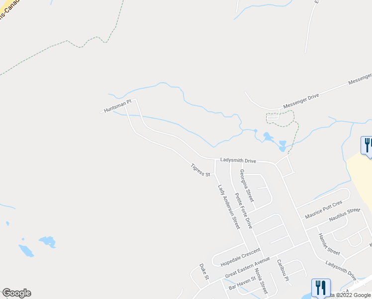 map of restaurants, bars, coffee shops, grocery stores, and more near 195 Ladysmith Drive in St. John's