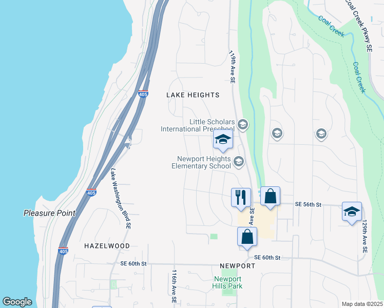 map of restaurants, bars, coffee shops, grocery stores, and more near 5222 116th Avenue Southeast in Bellevue