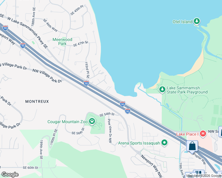 map of restaurants, bars, coffee shops, grocery stores, and more near 5110 Northwest Sammamish Road in Issaquah