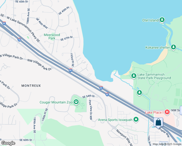map of restaurants, bars, coffee shops, grocery stores, and more near 5104 Northwest Sammamish Road in Issaquah
