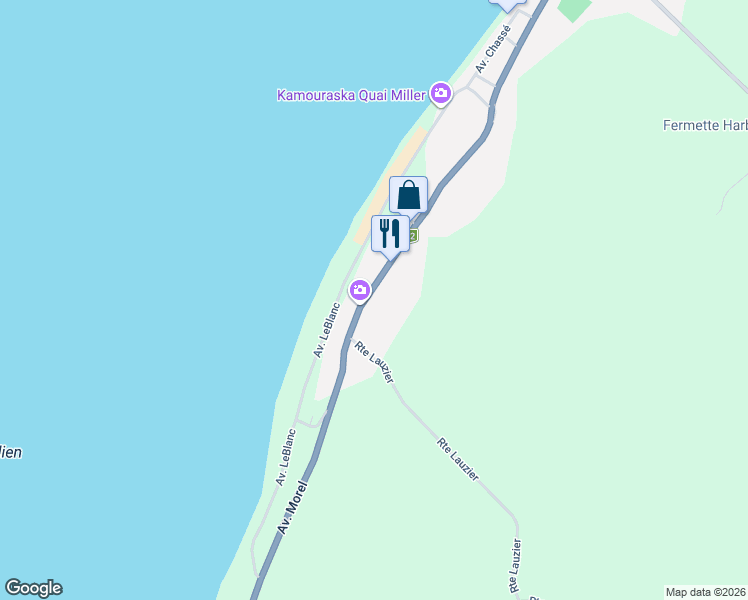 map of restaurants, bars, coffee shops, grocery stores, and more near 187 Avenue Morel in Kamouraska