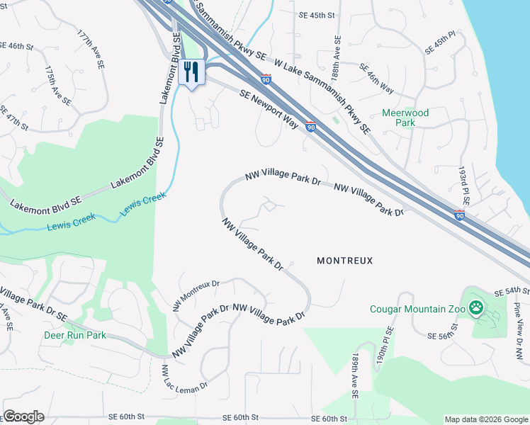 map of restaurants, bars, coffee shops, grocery stores, and more near 5000 Northwest Village Park Drive in Issaquah