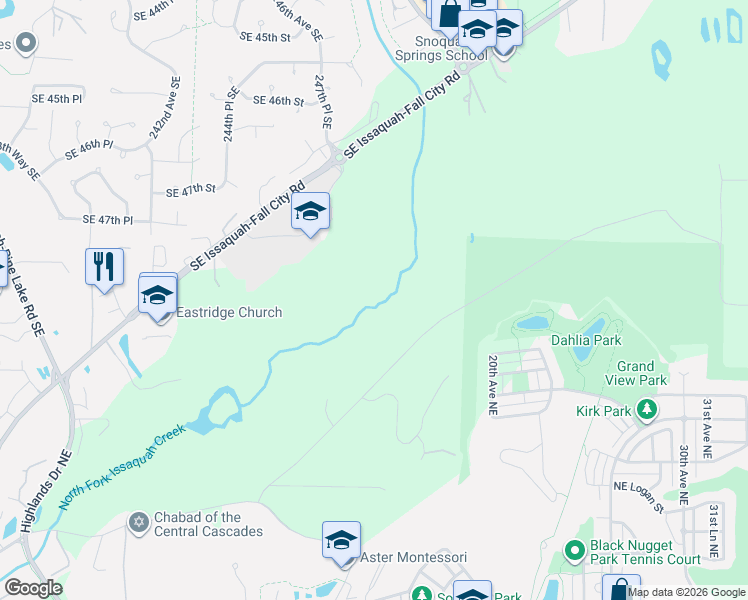 map of restaurants, bars, coffee shops, grocery stores, and more near 24950 Southeast Old Black Nugget Road in Issaquah