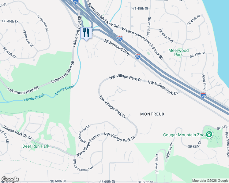 map of restaurants, bars, coffee shops, grocery stores, and more near 5000 Northwest Village Park Drive in Issaquah