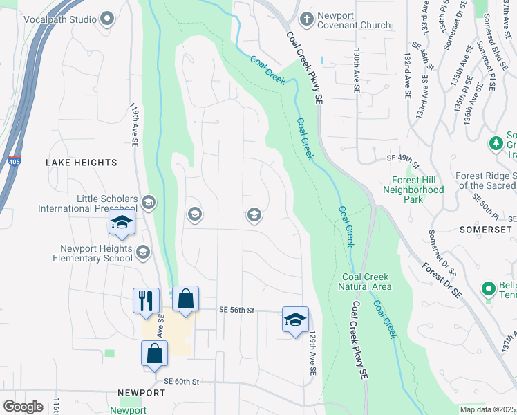 map of restaurants, bars, coffee shops, grocery stores, and more near 12505 125th Avenue Southeast in Bellevue