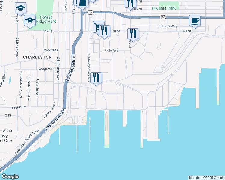 map of restaurants, bars, coffee shops, grocery stores, and more near in Bremerton