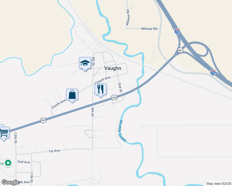 map of restaurants, bars, coffee shops, grocery stores, and more near 103 U.S. 89 in Vaughn