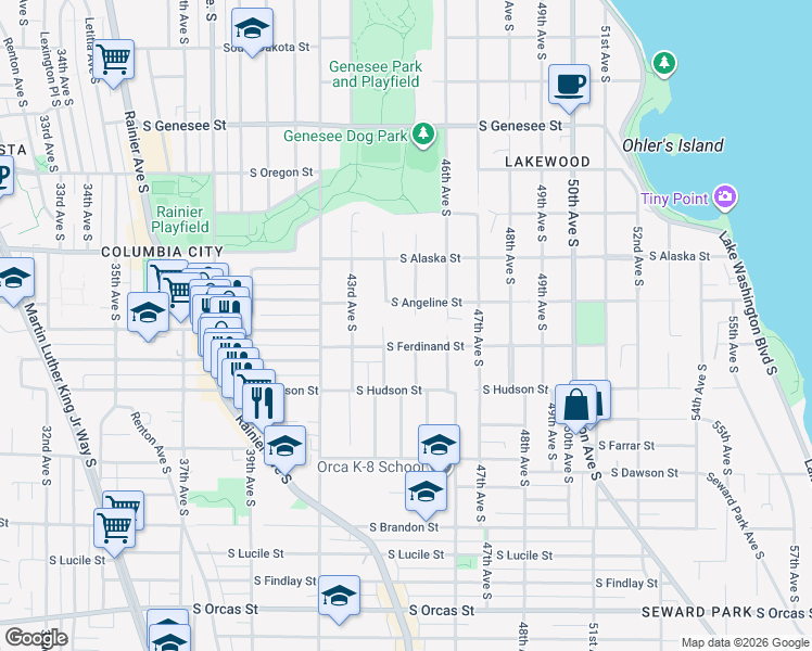 map of restaurants, bars, coffee shops, grocery stores, and more near 4817 45th Avenue South in Seattle
