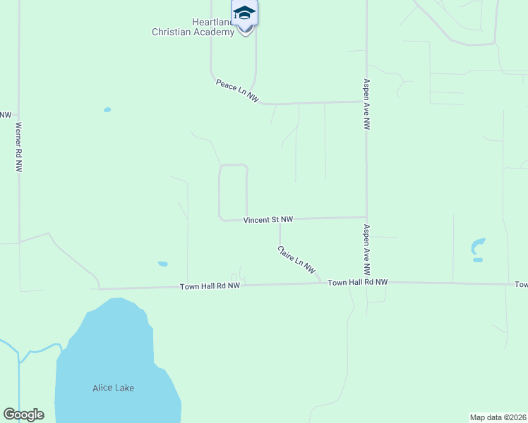 map of restaurants, bars, coffee shops, grocery stores, and more near 2061 Vincent Street Northwest in Bemidji