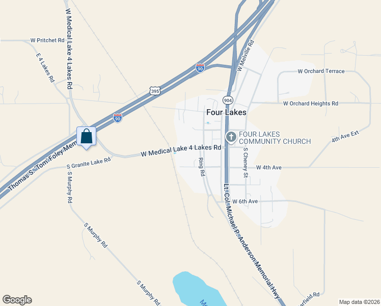 map of restaurants, bars, coffee shops, grocery stores, and more near 13203 West Medical Lake 4 Lakes Road in Four Lakes