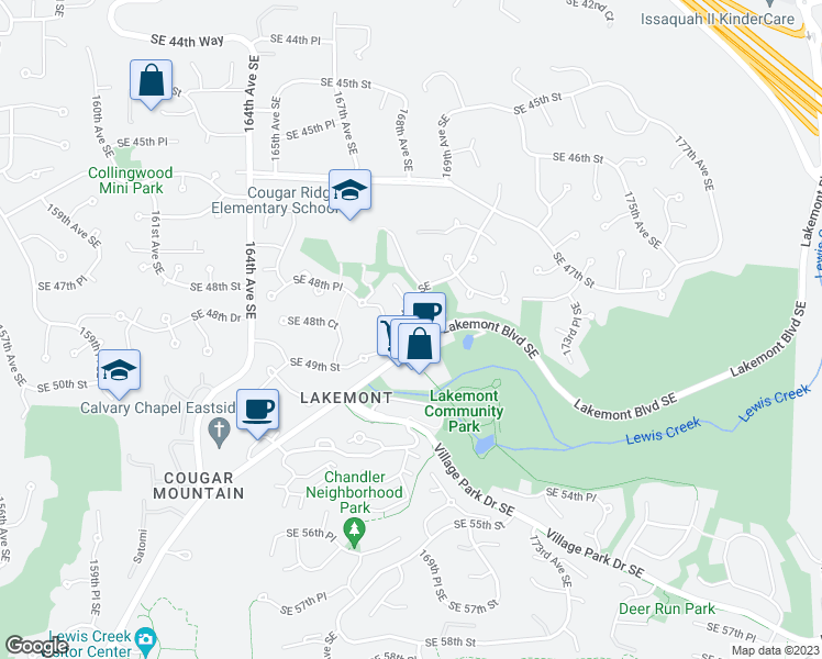 map of restaurants, bars, coffee shops, grocery stores, and more near 4810 171st Avenue Southeast in Bellevue