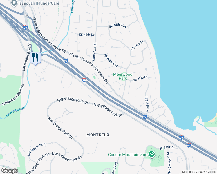 map of restaurants, bars, coffee shops, grocery stores, and more near 4717 West Lake Sammamish Parkway Southeast in Issaquah