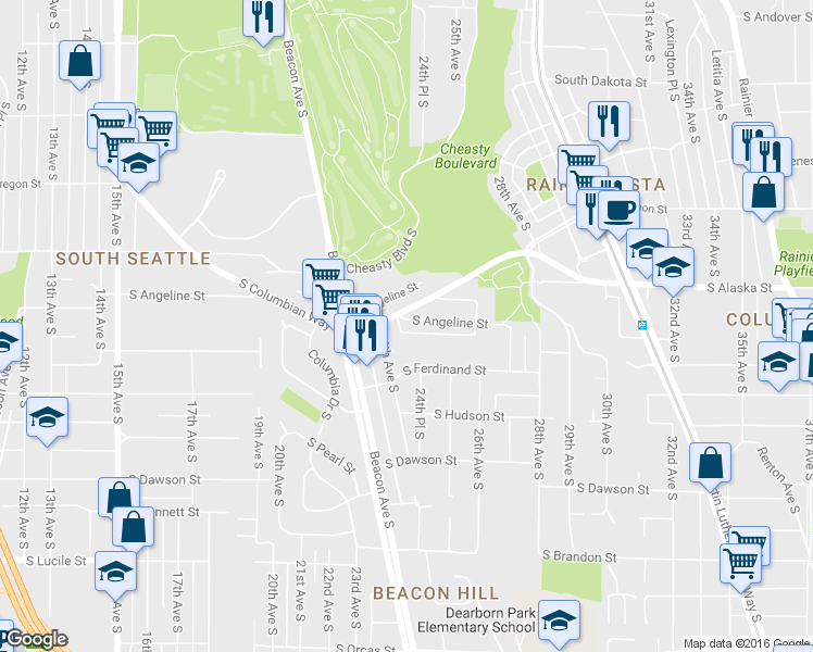 map of restaurants, bars, coffee shops, grocery stores, and more near 4882 24th Avenue South in Seattle