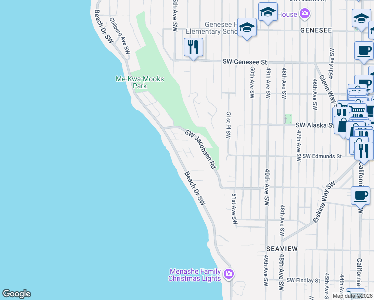 map of restaurants, bars, coffee shops, grocery stores, and more near in Seattle