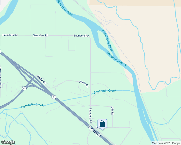 map of restaurants, bars, coffee shops, grocery stores, and more near 7852 Saunders Road in Peshastin