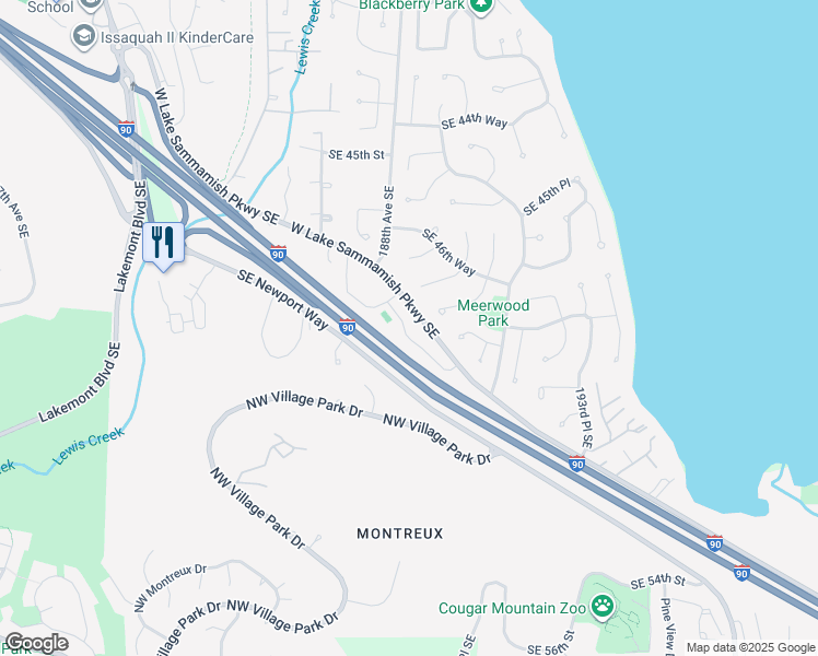 map of restaurants, bars, coffee shops, grocery stores, and more near 4717 West Lake Sammamish Parkway Southeast in Issaquah