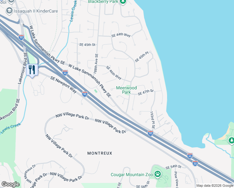 map of restaurants, bars, coffee shops, grocery stores, and more near 19110 SE 47th Pl in Issaquah