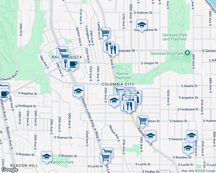 map of restaurants, bars, coffee shops, grocery stores, and more near in Seattle