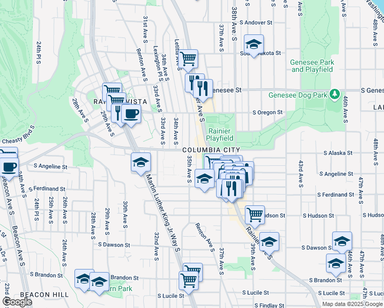 map of restaurants, bars, coffee shops, grocery stores, and more near in Seattle