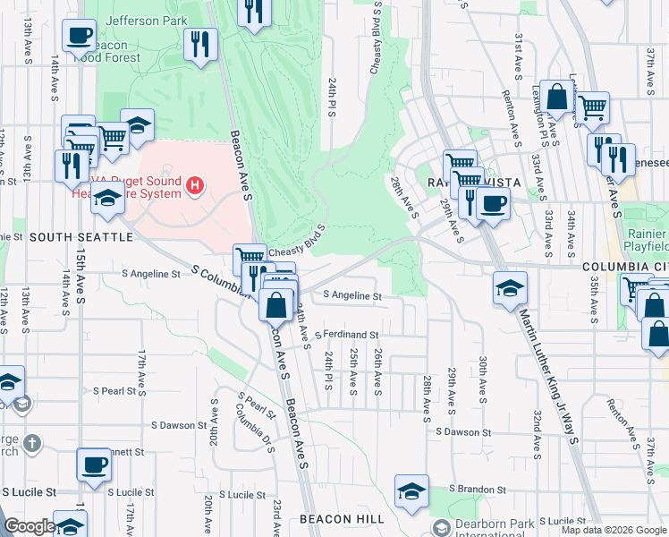 map of restaurants, bars, coffee shops, grocery stores, and more near in Seattle