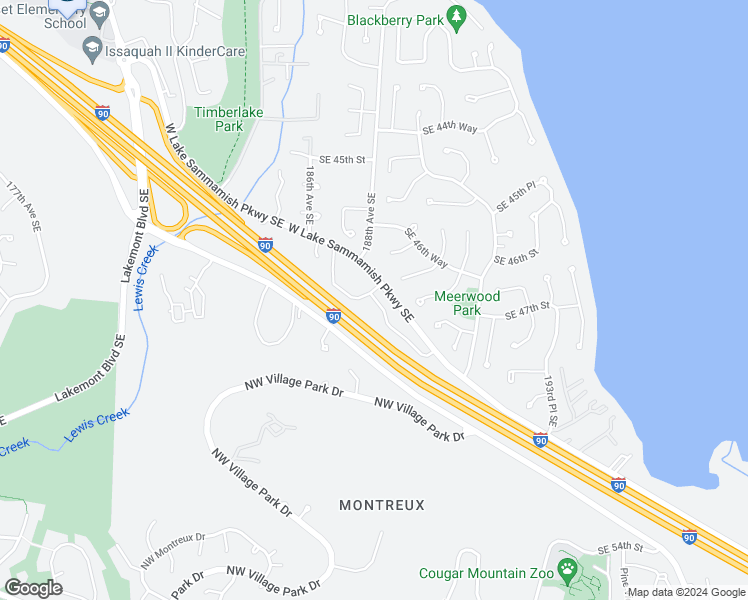 map of restaurants, bars, coffee shops, grocery stores, and more near 4707 West Lake Sammamish Parkway Southeast in Issaquah