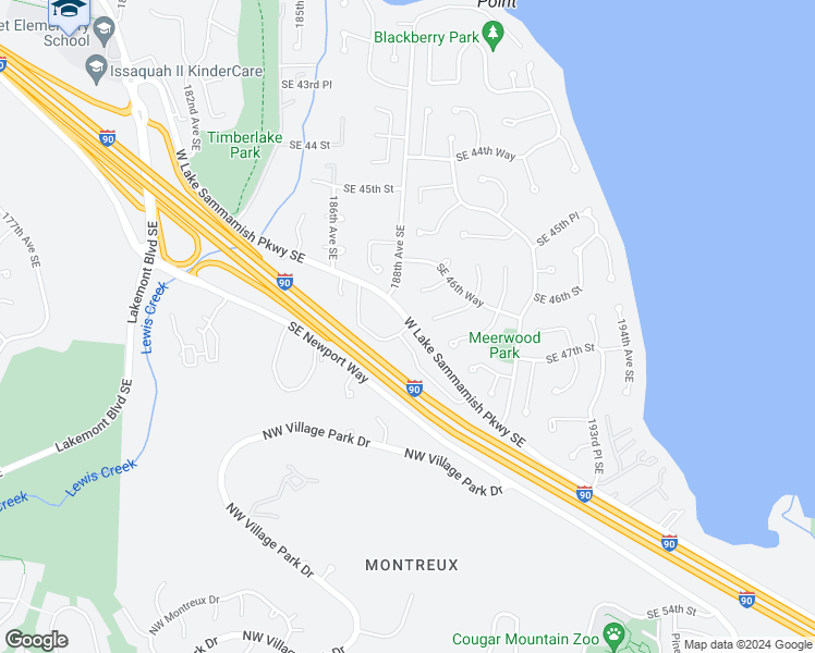 map of restaurants, bars, coffee shops, grocery stores, and more near 4707 West Lake Sammamish Parkway Southeast in Issaquah