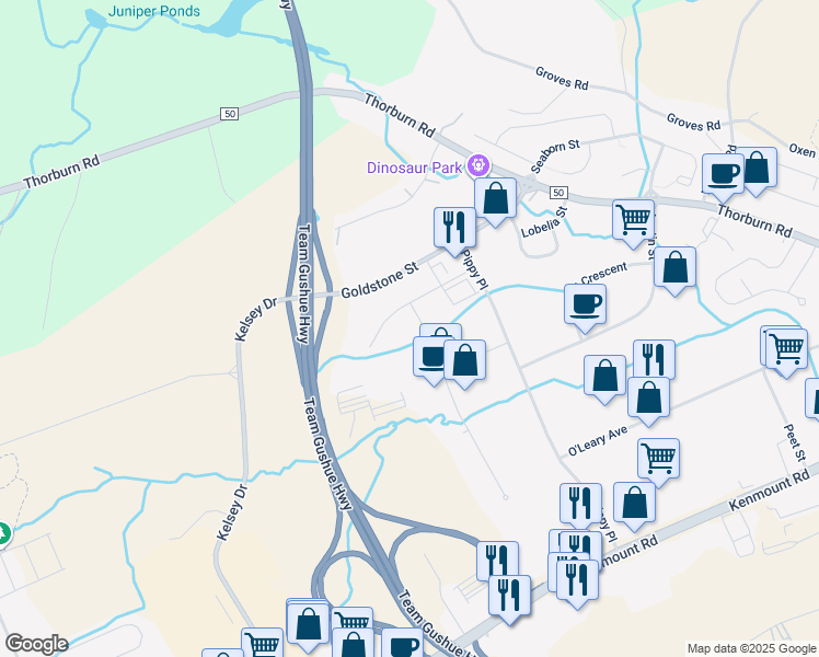 map of restaurants, bars, coffee shops, grocery stores, and more near 17 Duffy Place in St. John's