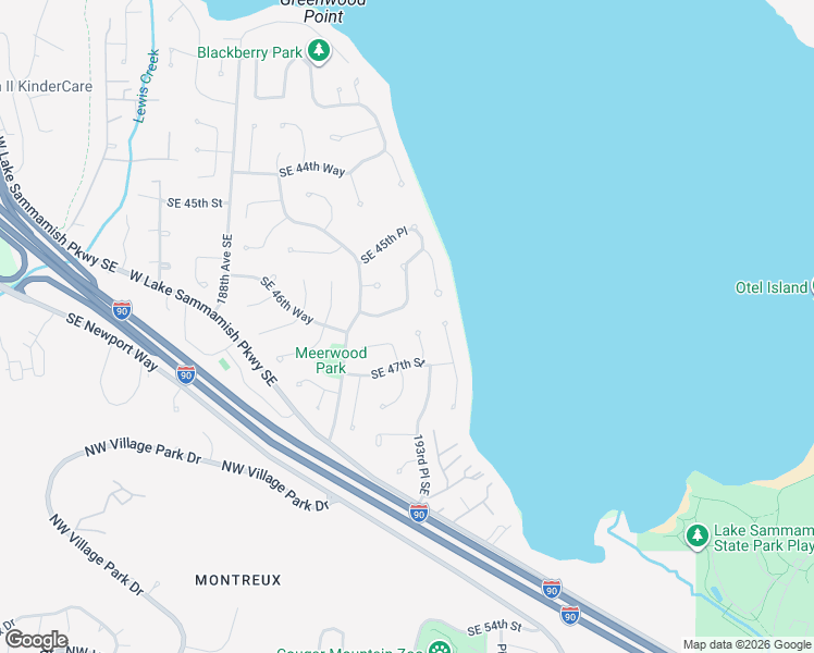 map of restaurants, bars, coffee shops, grocery stores, and more near 19239 Southeast 46th Street in Issaquah