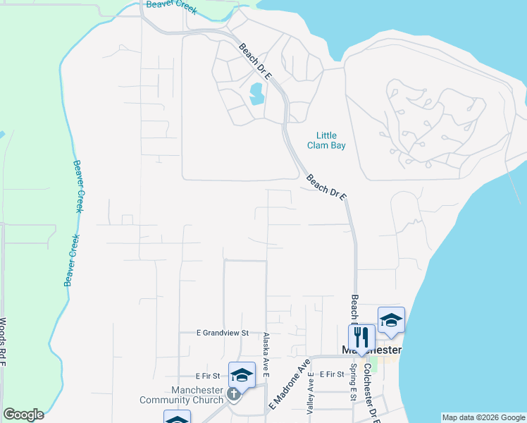 map of restaurants, bars, coffee shops, grocery stores, and more near 3076 Alaska Avenue East in Port Orchard