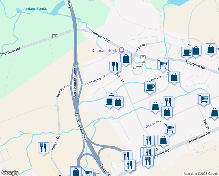 map of restaurants, bars, coffee shops, grocery stores, and more near 13 Duffy Place in St. John's