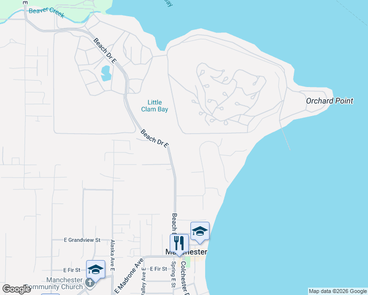 map of restaurants, bars, coffee shops, grocery stores, and more near 8461 East Caraway Road in Port Orchard