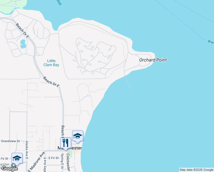map of restaurants, bars, coffee shops, grocery stores, and more near 8549 East Caraway Road in Port Orchard