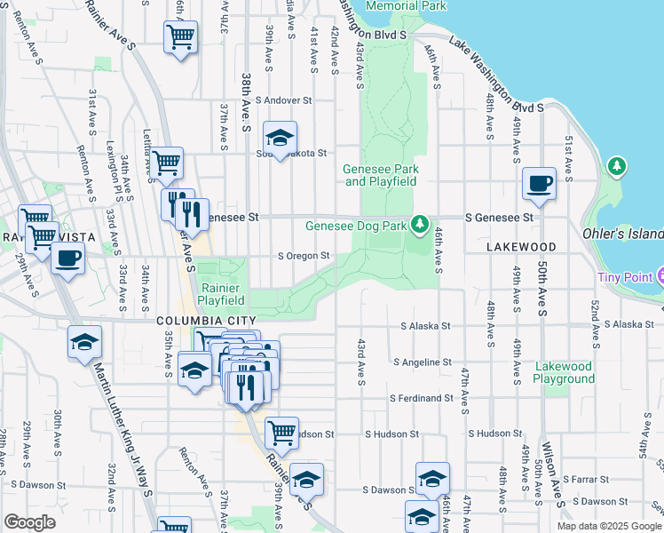 map of restaurants, bars, coffee shops, grocery stores, and more near 4630 38th Avenue South in Seattle