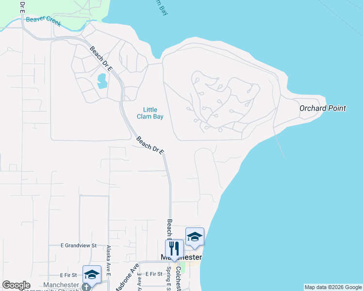 map of restaurants, bars, coffee shops, grocery stores, and more near 8461 East Caraway Road in Port Orchard