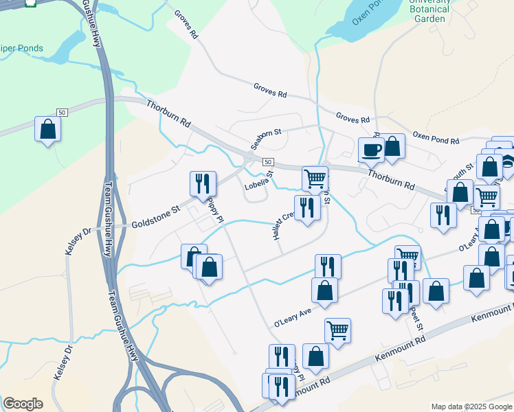 map of restaurants, bars, coffee shops, grocery stores, and more near 40 Sorrel Drive in St. John's
