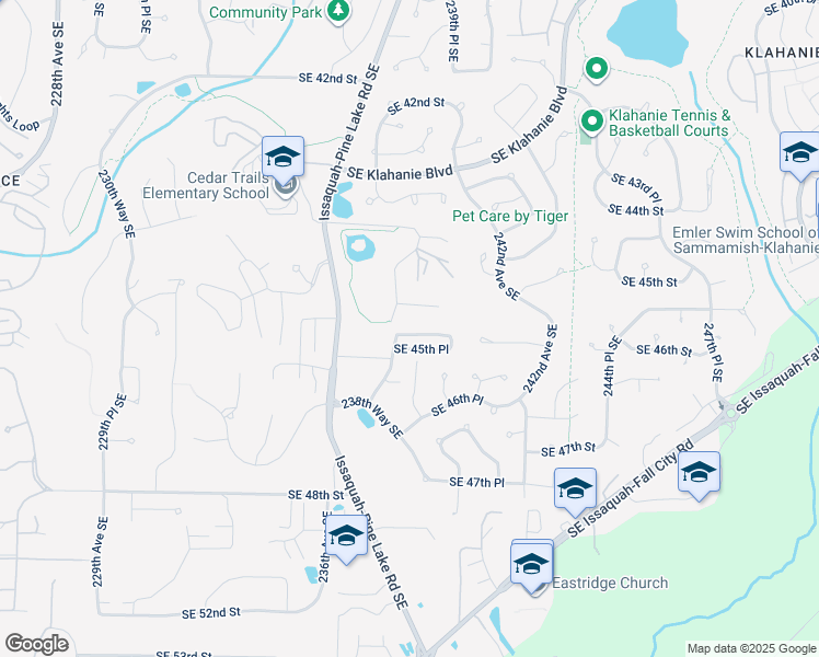 map of restaurants, bars, coffee shops, grocery stores, and more near 23824 Southeast 45th Terrace in Issaquah