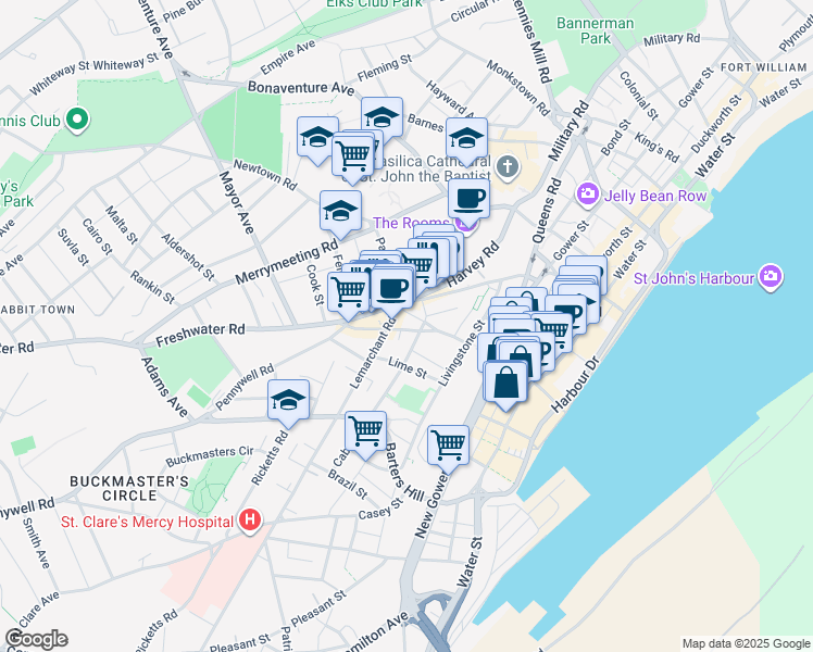 map of restaurants, bars, coffee shops, grocery stores, and more near 8 Cookstown Road in St. John's