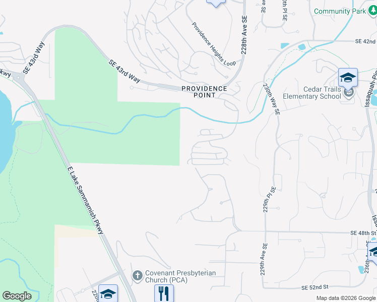 map of restaurants, bars, coffee shops, grocery stores, and more near 22505 Southeast 45th Lane in Issaquah