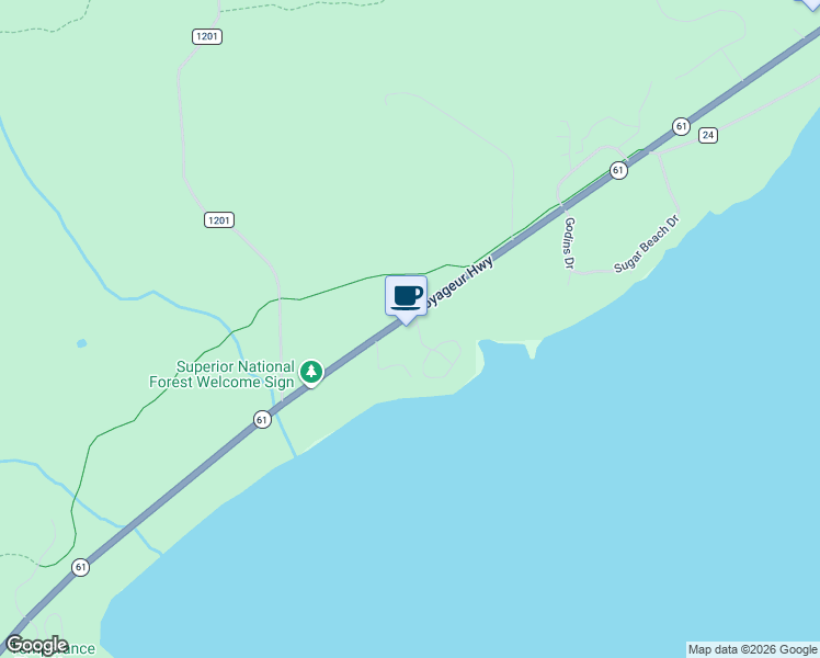 map of restaurants, bars, coffee shops, grocery stores, and more near 7419 Minnesota 61 in Tofte
