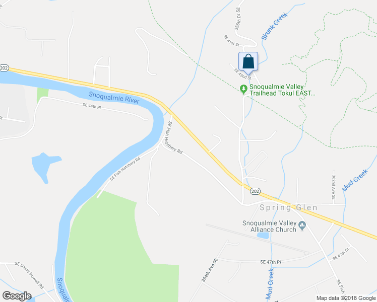 map of restaurants, bars, coffee shops, grocery stores, and more near 35218 Southeast Fish Hatchery Road in Fall City