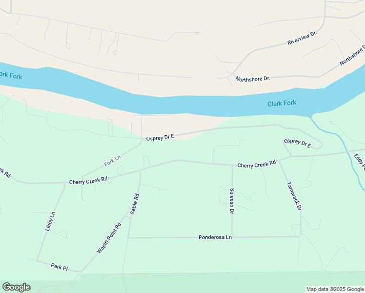 map of restaurants, bars, coffee shops, grocery stores, and more near 2-72 Osprey Drive East in Thompson Falls