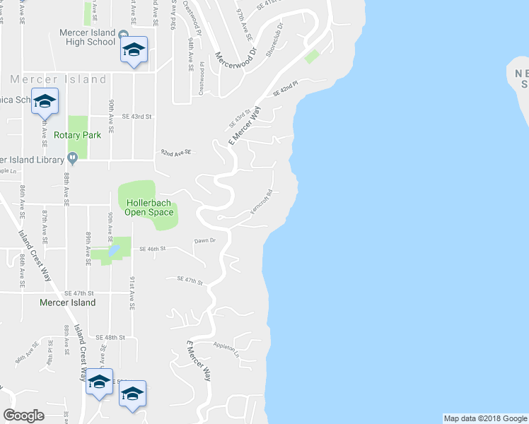 map of restaurants, bars, coffee shops, grocery stores, and more near 4508 Ferncroft Road in Mercer Island