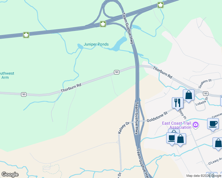 map of restaurants, bars, coffee shops, grocery stores, and more near 26 Cedar Brae Crescent in St. John's