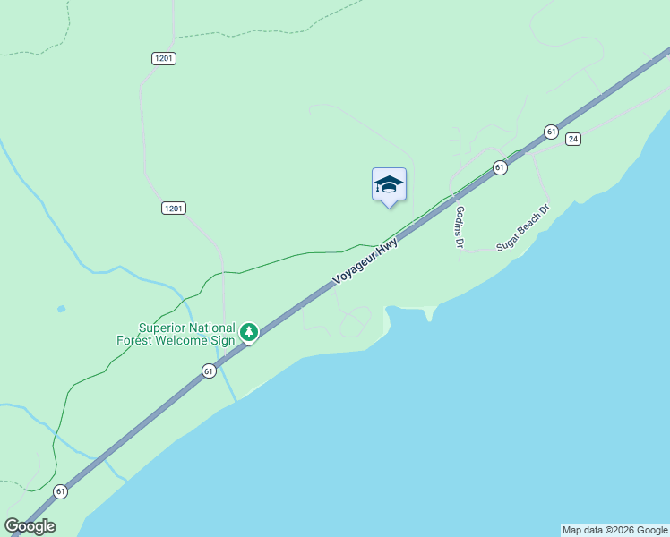 map of restaurants, bars, coffee shops, grocery stores, and more near 7419 Minnesota 61 in Tofte