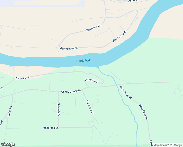 map of restaurants, bars, coffee shops, grocery stores, and more near 72 Osprey Drive East in Thompson Falls